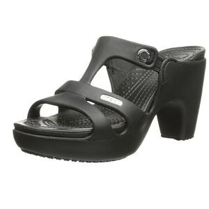 CROCS Cyprus V 5 SIZE 9 Black Croslite Open Toe Block Heel Slide Sandals